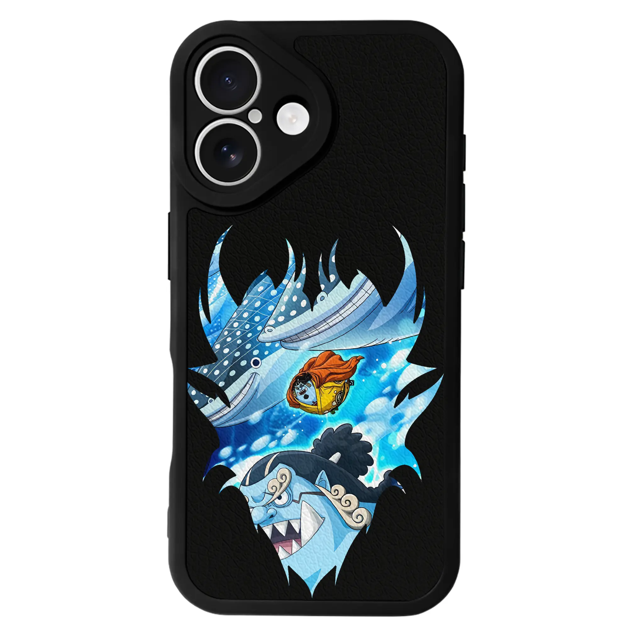 ワンピース グッズ ジンベエ - IPhone 16シリーズ対応 ・ シリコンスマホケース ・ レザー調 ・ 高精度フィット ・ 耐衝撃 ・ ワイヤレス充電対応 ・ 精密カット